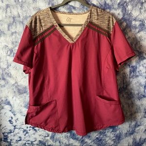 Wine Red Scrub Top